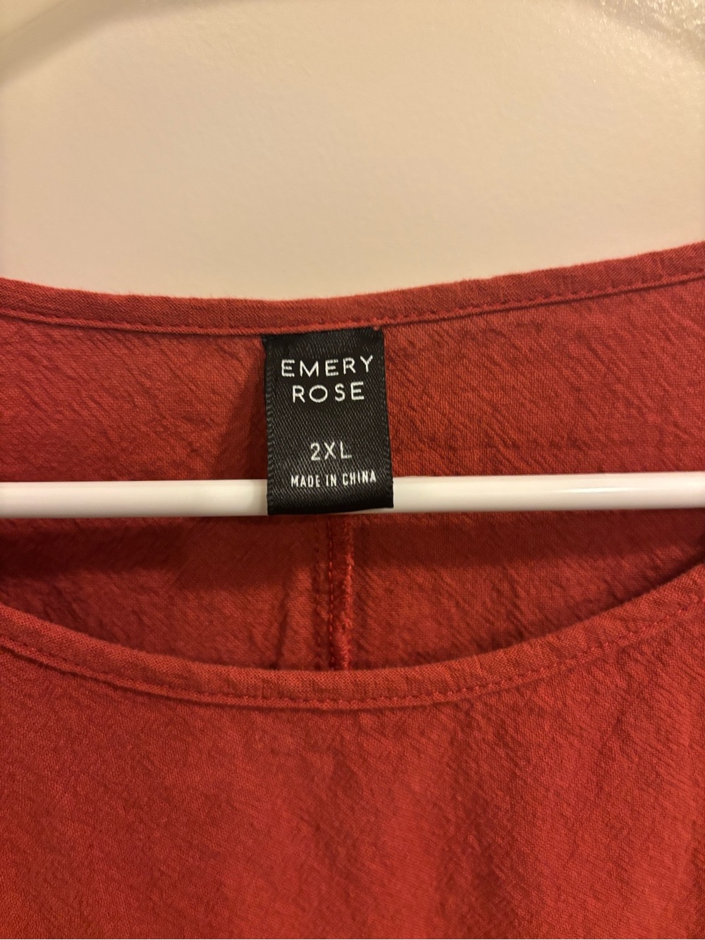 Women’s ‘Emery Rose’ Red Scoop Neck long Top Sz 2XL 100% cotton